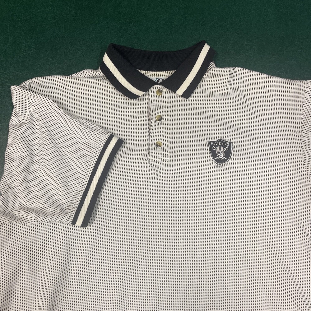 Raiders Polo XL Vintage All Over Print Dot White Dynasty